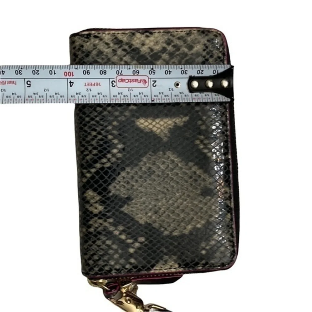 Stella & dot python embossed leather wristlet wallet